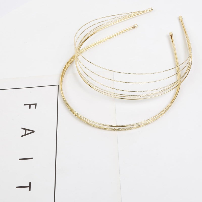 Tobeffect Multi Layers Metal Headbands for Women, 2Packs Fashion Thin Headband Layered Gold Elegant Hairbands Headpiece Trendy Hair Accessories for Girls - Image 5