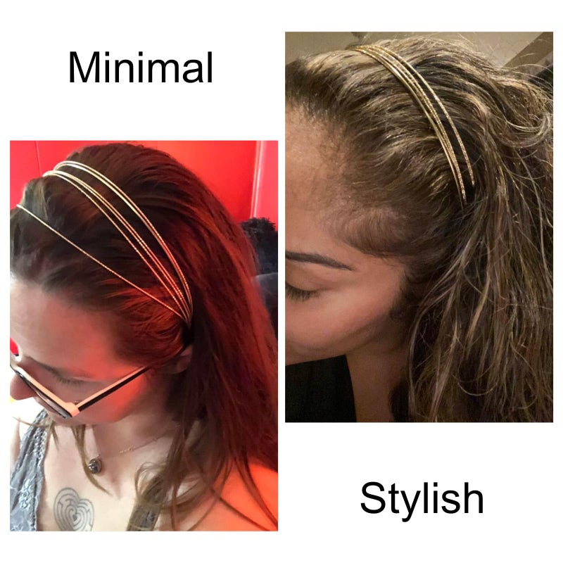 Tobeffect Multi Layers Metal Headbands for Women, 2Packs Fashion Thin Headband Layered Gold Elegant Hairbands Headpiece Trendy Hair Accessories for Girls - Image 4