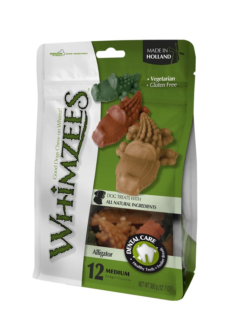 WHIMZEES Natural Dental Treats Alligator 12pc Medium 360g