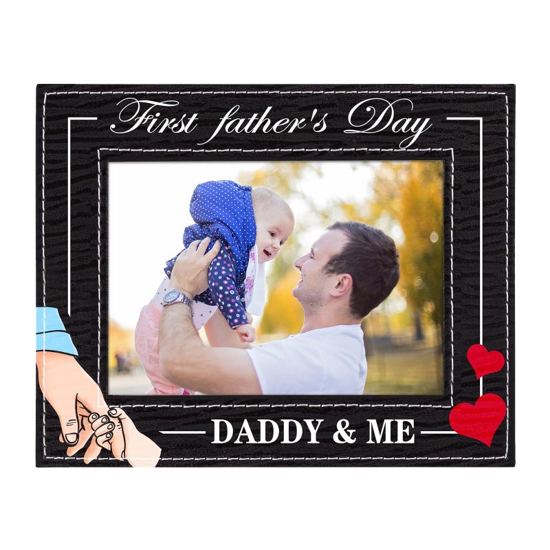 FaCraft First Fathers Day Picture Frame 68 Wood First Fathers Day Gift for New Dad from Daughter Son Baby Wife Dad to be Gifts for 1st Time Dad New Father Boy Girl Baby Newborn Nursery Decor