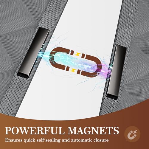 Yotache Magnetic Thermal Insulated Door Curtain Fits 48 x 80 inch Doors, Curtain Size 50" x 82" Weatherproof Oxford Material Screen Door Covers Keep Cold Drafts Out, Gray - Image 5