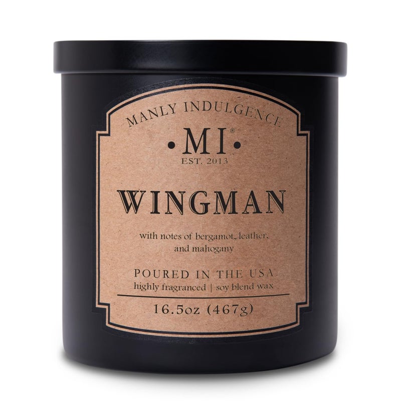 Manly Indulgence Wingman Scented Candles for Men, 2 Wick, 16.5 oz, Premium Soy Blend Wax, 60H Burn, Candles for Home Scented - Made in The USA - Image 1