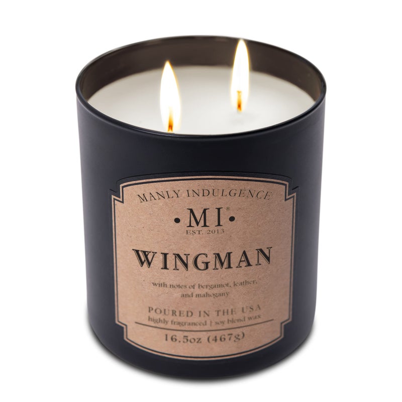 Manly Indulgence Wingman Scented Candles for Men, 2 Wick, 16.5 oz, Premium Soy Blend Wax, 60H Burn, Candles for Home Scented - Made in The USA - Image 3