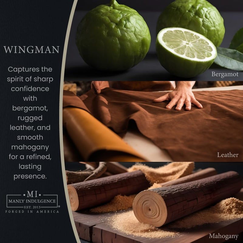 Manly Indulgence Wingman Scented Candles for Men, 2 Wick, 16.5 oz, Premium Soy Blend Wax, 60H Burn, Candles for Home Scented - Made in The USA - Image 2