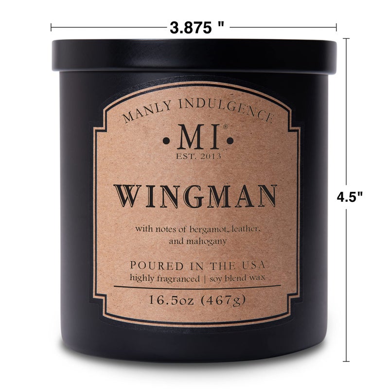 Manly Indulgence Wingman Scented Candles for Men, 2 Wick, 16.5 oz, Premium Soy Blend Wax, 60H Burn, Candles for Home Scented - Made in The USA - Image 4
