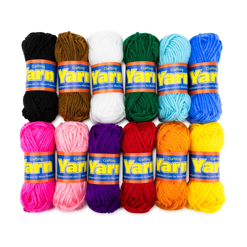 Hygloss Assorted Acrylic Yarn Set - 12 Mini Colorful Skeins for Crocheting & Knitting - Soft, Smooth 100% Acrylic Yarn- 24 Yard Per Skein, Total 288 Yds - Image 1