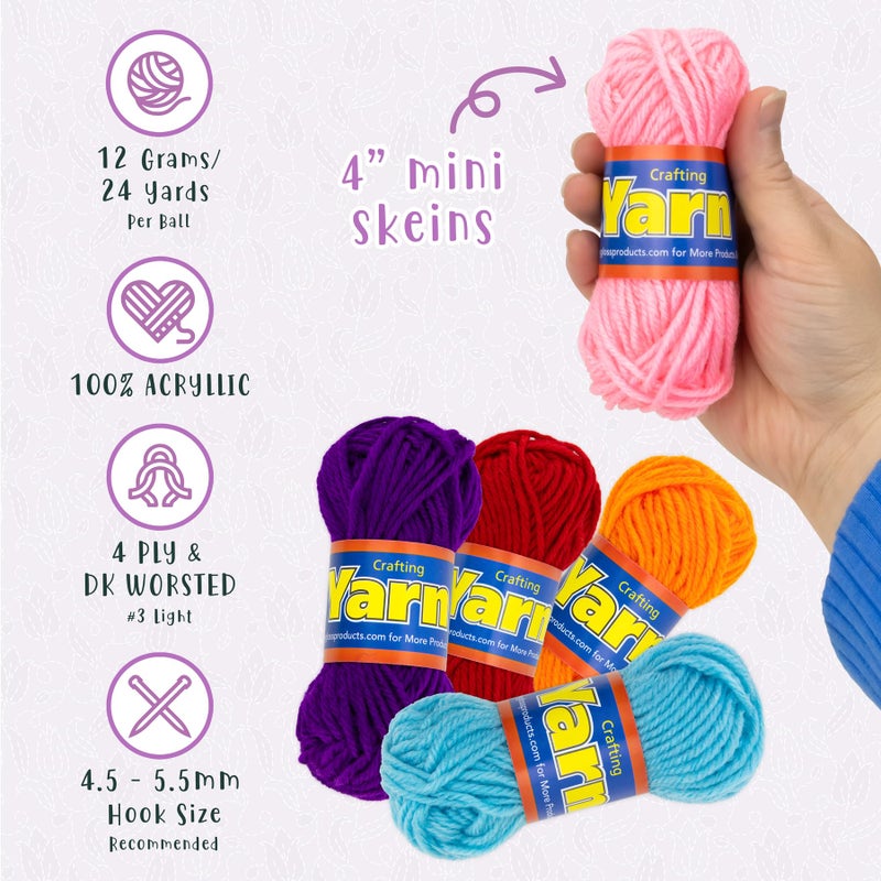 Hygloss Assorted Acrylic Yarn Set - 12 Mini Colorful Skeins for Crocheting & Knitting - Soft, Smooth 100% Acrylic Yarn- 24 Yard Per Skein, Total 288 Yds - Image 2