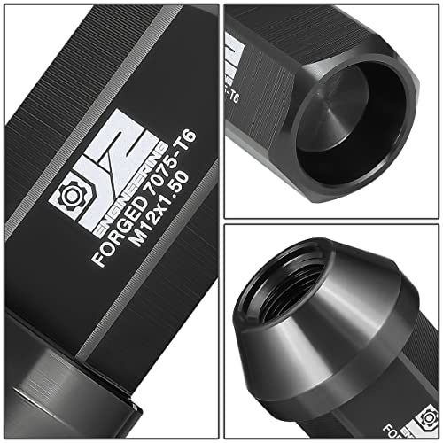 J2 Engineering J2-LN-T7-038-15-BK M12 x 1.5 T6-7075 Aluminum 42mm Closed End Lug Nuts w/Deep Drive Extension Adapter,Black - Image 3