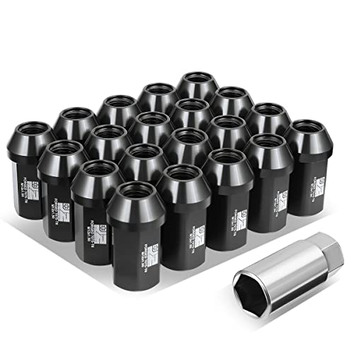 J2 Engineering J2-LN-T7-038-15-BK M12 x 1.5 T6-7075 Aluminum 42mm Closed End Lug Nuts w/Deep Drive Extension Adapter,Black - Image 1