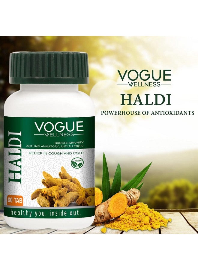 Vogue Wellness Haldi Tablets - Health Booster Turmeric Tablets | Anti Allergen | Immunity Booster Tablets | Pure herbs | 60 Tabs (Pack of 1) - Image 3