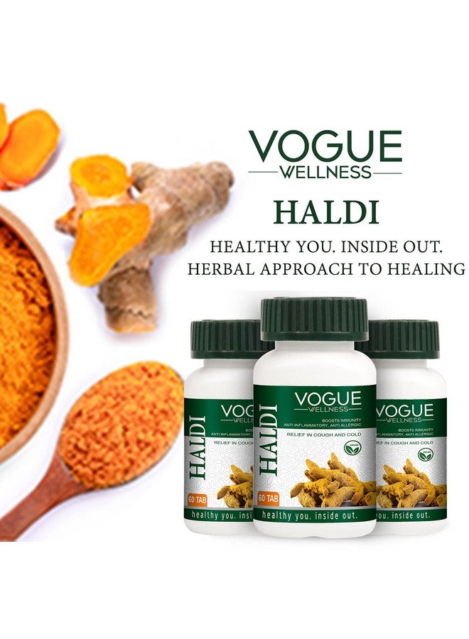 Vogue Wellness Haldi Tablets - Health Booster Turmeric Tablets | Anti Allergen | Immunity Booster Tablets | Pure herbs | 60 Tabs (Pack of 1) - Image 2
