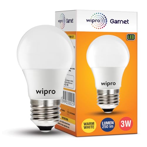 Wipro Garnet 3W LED Bulb for Home & Office |Warm White (2700K) | E27 Base|220 degree Light coverage |4Kv Surge Protection |400V High Voltage Protection |Energy Efficient | Pack of 3 - Image 2