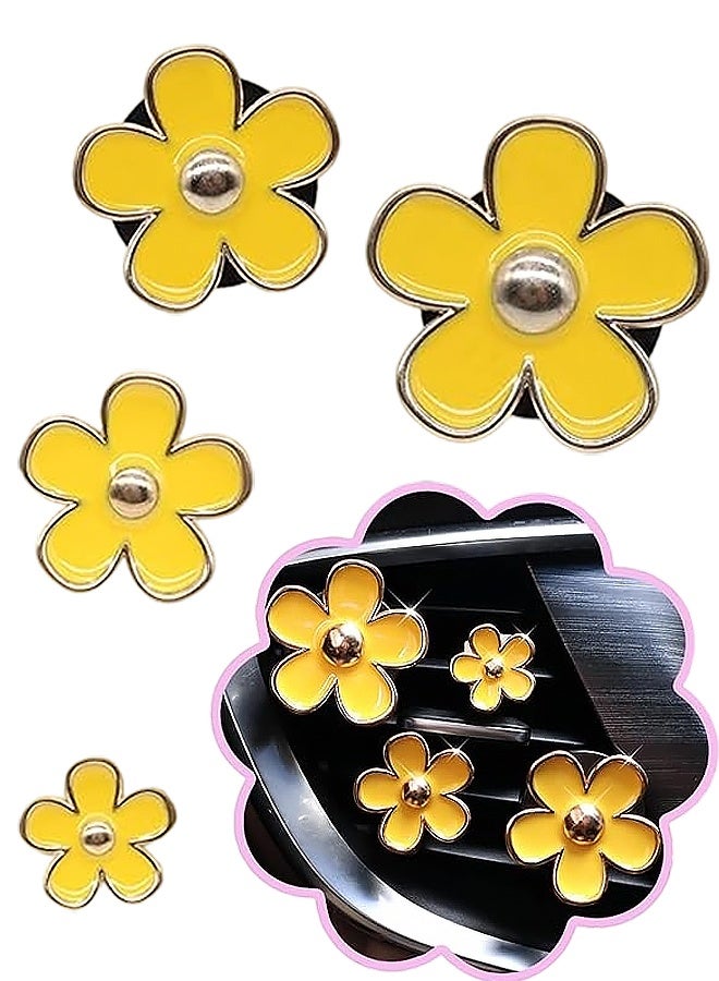 4 Pcs Yellow Daisy Air Vent Clips,Cute Flower Car Air Conditioning Outlet Clip Car Air Freshener Clip Charm Car Inter Decor Accessories for Women - Image 1