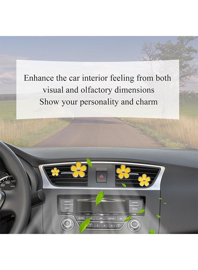 4 Pcs Yellow Daisy Air Vent Clips,Cute Flower Car Air Conditioning Outlet Clip Car Air Freshener Clip Charm Car Inter Decor Accessories for Women - Image 5