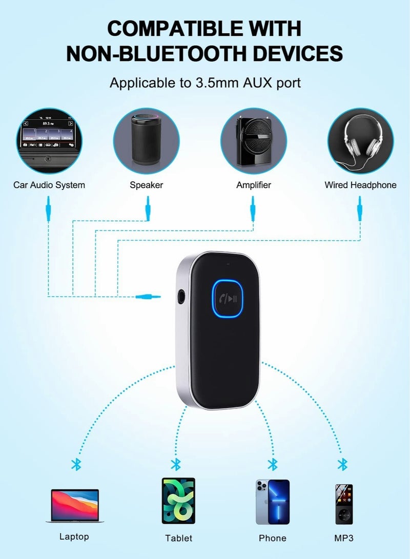 KASTWAVE Bluetooth Aux Adapter, Car Bluetooth Receiver, Bluetooth 5.0 Noise Cancelling Bluetooth Car Adapter - Image 2