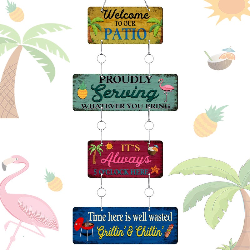 Summer Beach Wall Decor Welcome to Paradise Sign Patio Pool Sign Metal Hanging Tropical Bar Flip Flop Sign Endless Summer Vintage Beach Themed Plaque for Poolside Outdoor Home Decor Retro Style