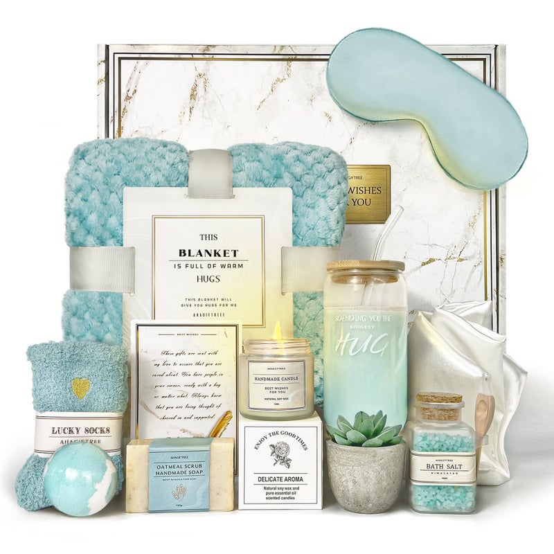 Get Well Soon Gift Baskets For Women12PC Get Well Gifts for Women After SurgeryBirthdayCare PackageGriefSympathy GiftsCondolences Gift Basket cerulean
