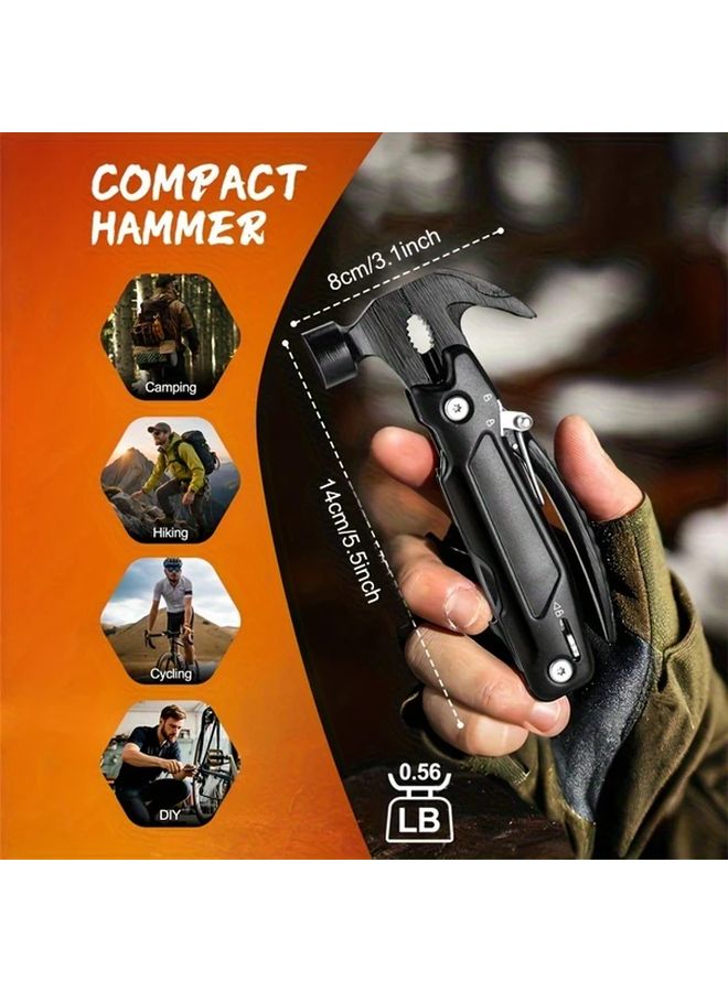 أداة متعددة الاستخدامات باللون الأسود 14 في 1 مع مطرقة وكماشة ومنشار ومفك للتخييم ومشاريع DIY - Image 5