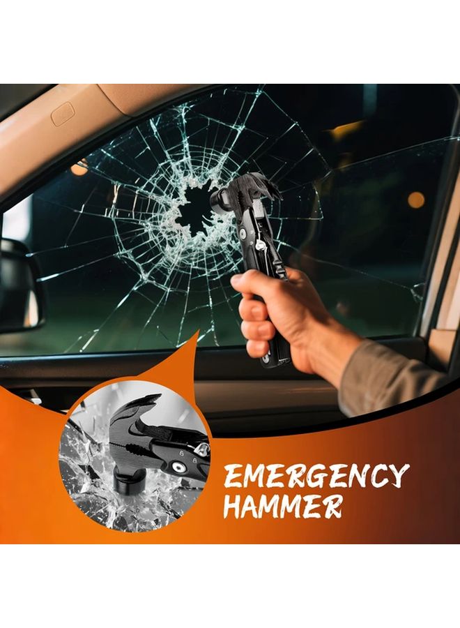 أداة متعددة الاستخدامات باللون الأسود 14 في 1 مع مطرقة وكماشة ومنشار ومفك للتخييم ومشاريع DIY - Image 2