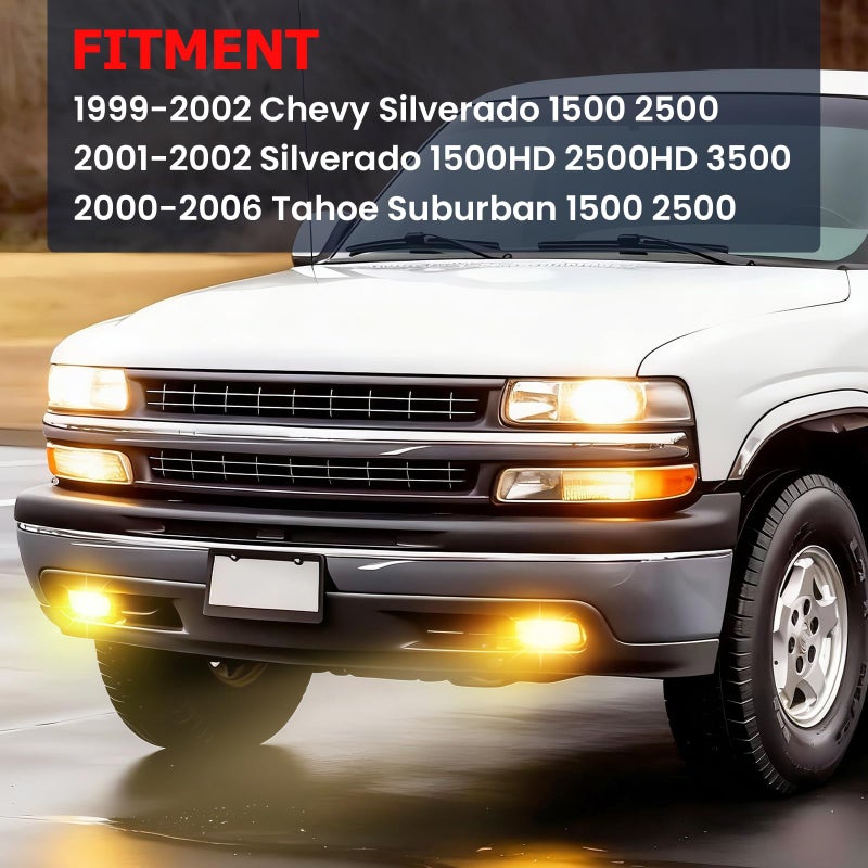 BOXLIGHT Fog Lights Compatible with 1999-2002 Chevy Silverado 1500 2500/2001 2002 Silverado 1500HD 2500HD 3500/2000-2006 Tahoe Suburban 1500 2500(Clear Lens) - Image 2