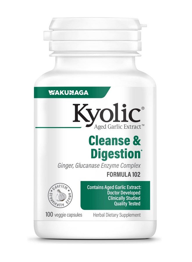 kyolic Wakunaga - Kyolic, Aged Garlic Extract, Candida Cleanse & Digestion, Formula 102, 100 Vegetarian Caps - Image 1