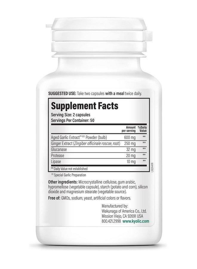 kyolic Wakunaga - Kyolic, Aged Garlic Extract, Candida Cleanse & Digestion, Formula 102, 100 Vegetarian Caps - Image 3