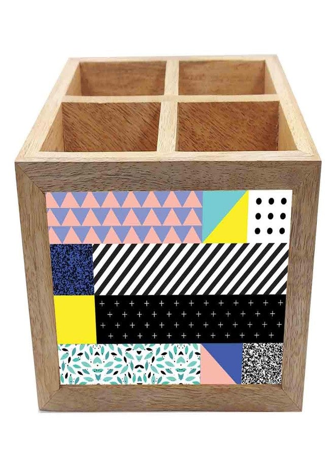 Nutcase Wooden Cutlery Stand Holder Silverware Caddy Spoons Forks Knives Organizer for Dining Table & Kitchen -Made in India-Spoons NOT Included - Checkbox Pattern - Image 3