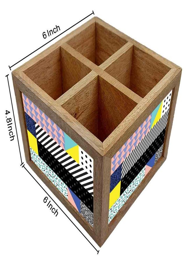 Nutcase Wooden Cutlery Stand Holder Silverware Caddy Spoons Forks Knives Organizer for Dining Table & Kitchen -Made in India-Spoons NOT Included - Checkbox Pattern - Image 4