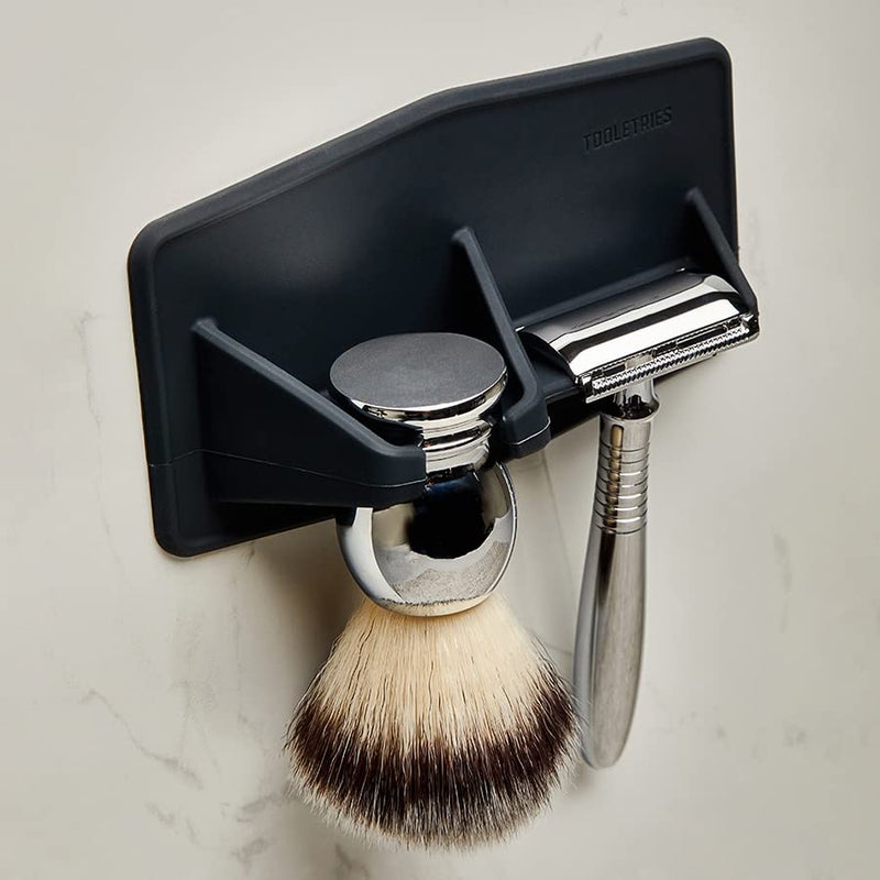 TOOLETRIES The Maverick Silicone Razor & Brush Holder Holder - The Best Safety Razor Stand. This Will Prolong The Life of Your Shaving Brush - Charcoal - Image 5