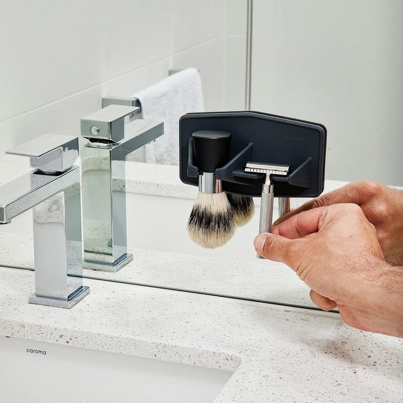 TOOLETRIES The Maverick Silicone Razor & Brush Holder Holder - The Best Safety Razor Stand. This Will Prolong The Life of Your Shaving Brush - Charcoal - Image 3