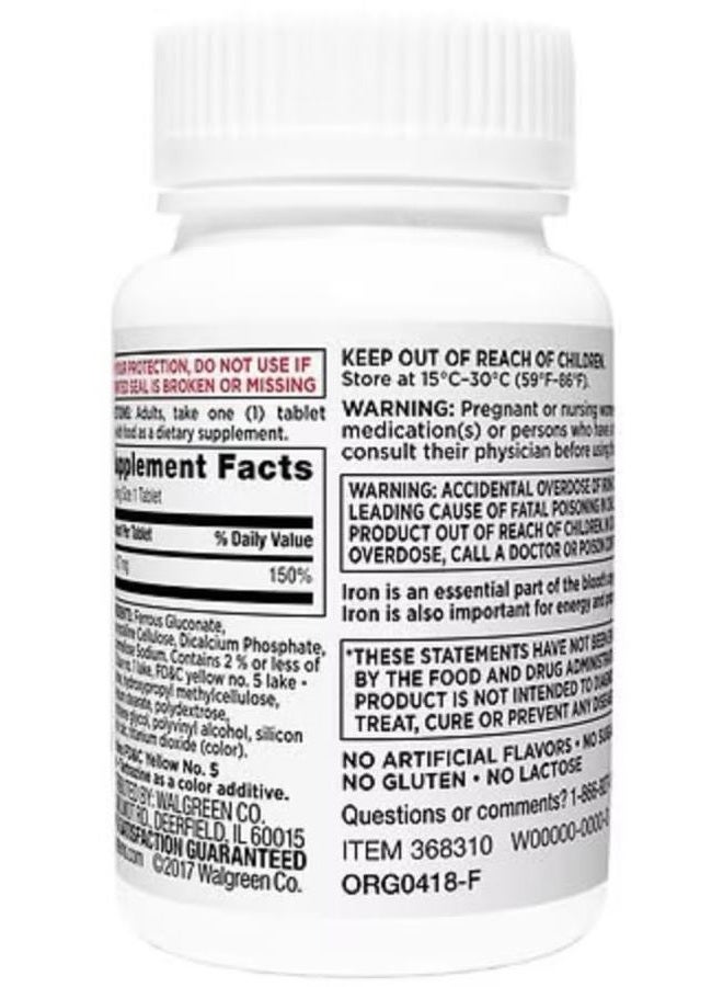 Walgreens High Potency Iron Ferrous Gluconate 27mg, Tablets, 100 ea - Image 4