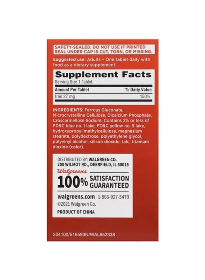 Walgreens High Potency Iron Ferrous Gluconate 27mg, Tablets, 100 ea - Image 2