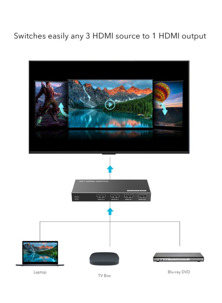 لينكينج سويتش HDMI 3×1 بدقة 4K@60Hz LKV301HDR-V3.0 - Image 5