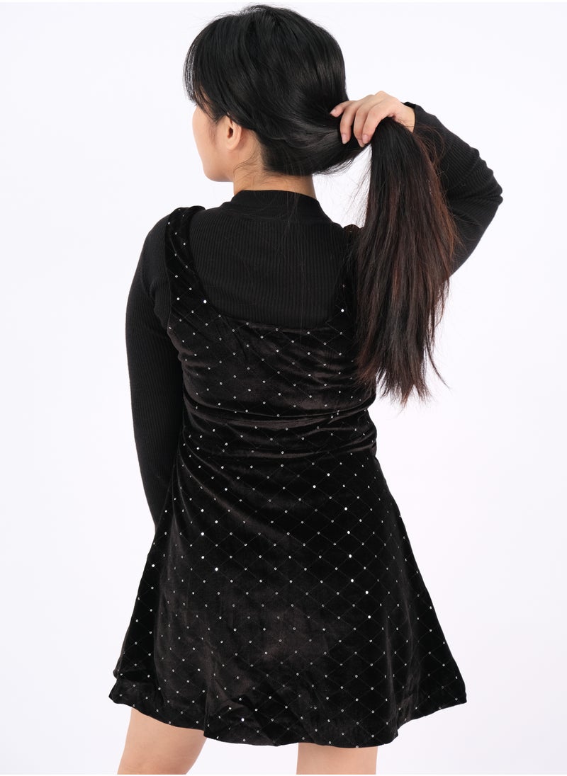 ONLY - Women’s Dotted Sleeveless Short Dress in Black - Image 1