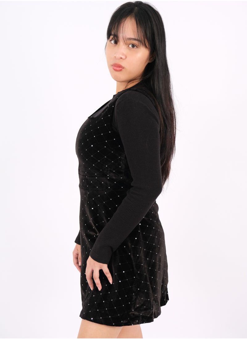ONLY - Women’s Dotted Sleeveless Short Dress in Black - Image 1