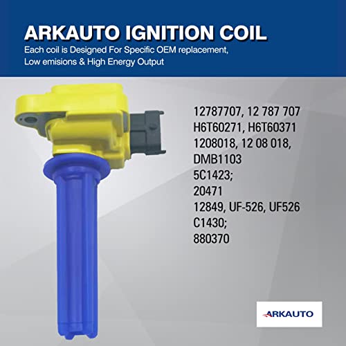 ARKAUTO 4PCS ARKAUTO HIGH PERFORMANCE IGNITION COIL 12787707 H6T60271 5C1423 H6T60371 1208018 C1430 ARK-IG526-Y UF526 FOR CADILLAC BLS SAAB 9-3 9-3X 2.0T B204L - Image 4