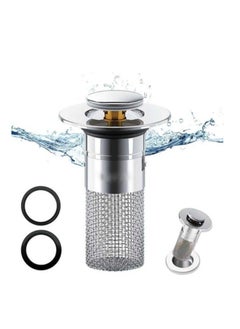 ARNOTEC Basin Drain Basin Pop Up Sink Drain Metal Sink Drain Filter Basin Faucet Push Bounce Score Pop Up Drain Bath Faucet Filter Bathroom Sink Drainer Lavatory  - Image 1