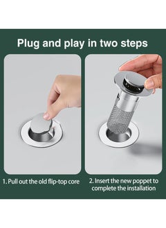 ARNOTEC Basin Drain Basin Pop Up Sink Drain Metal Sink Drain Filter Basin Faucet Push Bounce Score Pop Up Drain Bath Faucet Filter Bathroom Sink Drainer Lavatory  - Image 5