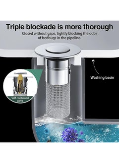 ARNOTEC Basin Drain Basin Pop Up Sink Drain Metal Sink Drain Filter Basin Faucet Push Bounce Score Pop Up Drain Bath Faucet Filter Bathroom Sink Drainer Lavatory  - Image 3