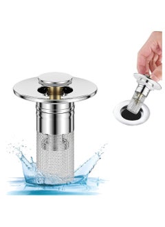 ARNOTEC Basin Drain Basin Pop Up Sink Drain Metal Sink Drain Filter Basin Faucet Push Bounce Score Pop Up Drain Bath Faucet Filter Bathroom Sink Drainer Lavatory  - Image 2