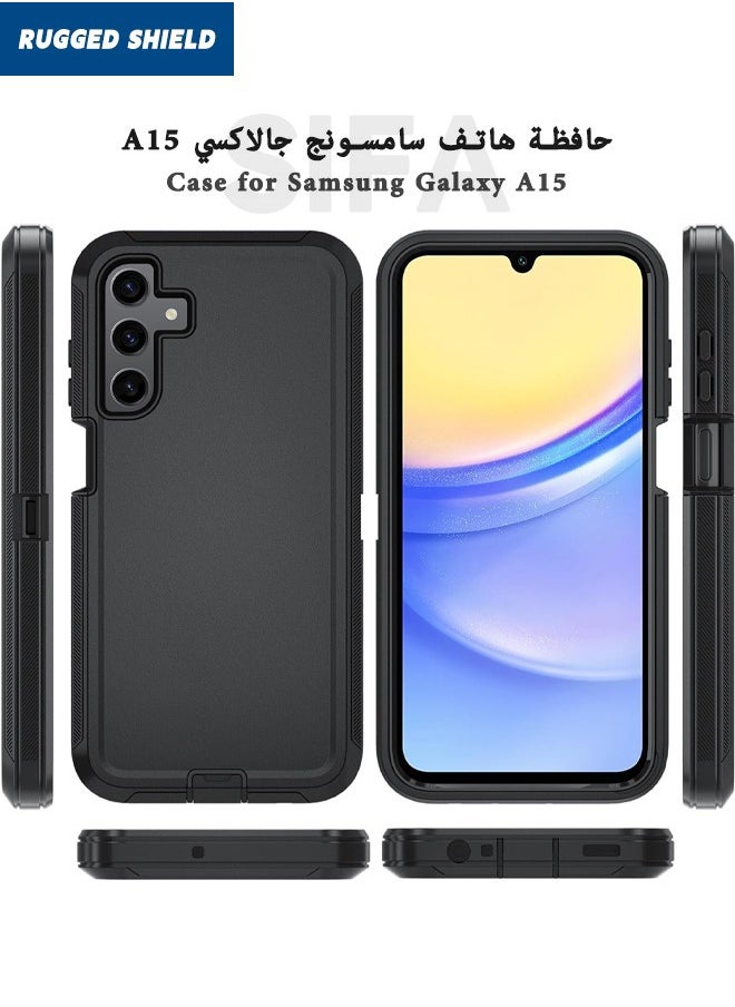 RUGGED SHIELD Samsung Galaxy A15 5G/4G Case, Samsung A15 Durable Shockproof 3-Layer Heavy Duty Case, [Full Protection][Shockproof] [Drop-Proof] [Dust-Proof], Cover for Galaxy A15 5G/4G 2024 (Black)  - Image 2