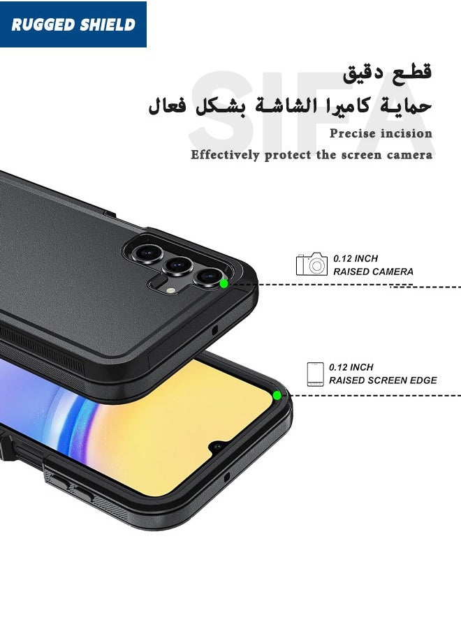 RUGGED SHIELD Samsung Galaxy A15 5G/4G Case, Samsung A15 Durable Shockproof 3-Layer Heavy Duty Case, [Full Protection][Shockproof] [Drop-Proof] [Dust-Proof], Cover for Galaxy A15 5G/4G 2024 (Black)  - Image 4