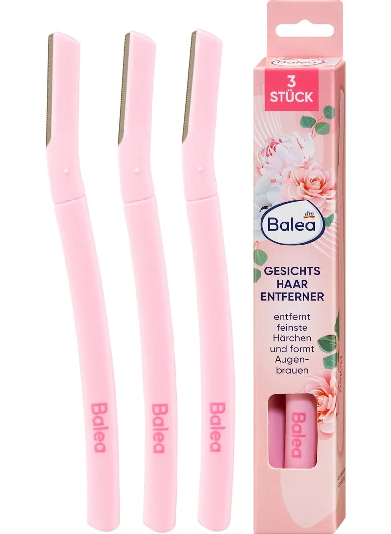 Balea Facial Hair Remover Razors, 3 Count - Eyebrow Shaper for Women, Pink - Image 1