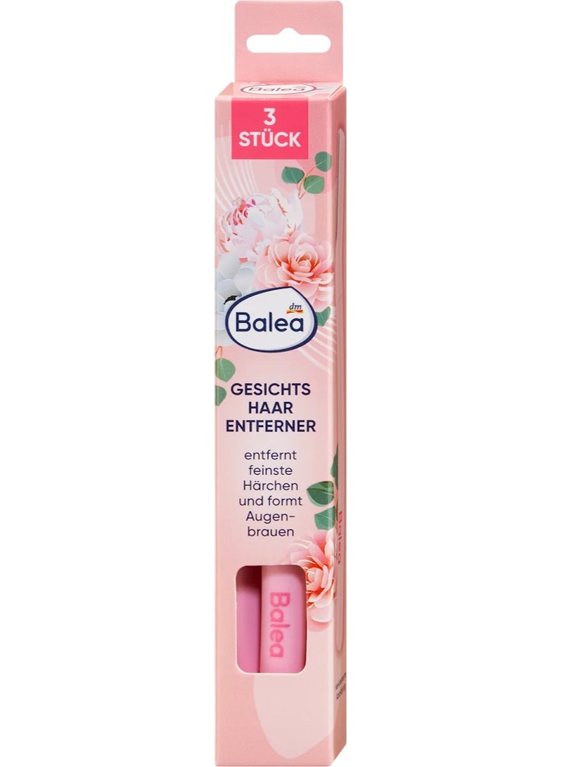 Balea Facial Hair Remover Razors, 3 Count - Eyebrow Shaper for Women, Pink - Image 2