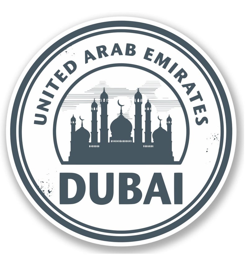 ملصق فينيل لاصق ذاتياً من الإمارات دبي للسيارة واللاب توب ووسم أمتعة السفر مقاوم للماء | 10x10 سم عبوة من 2 - Image 1