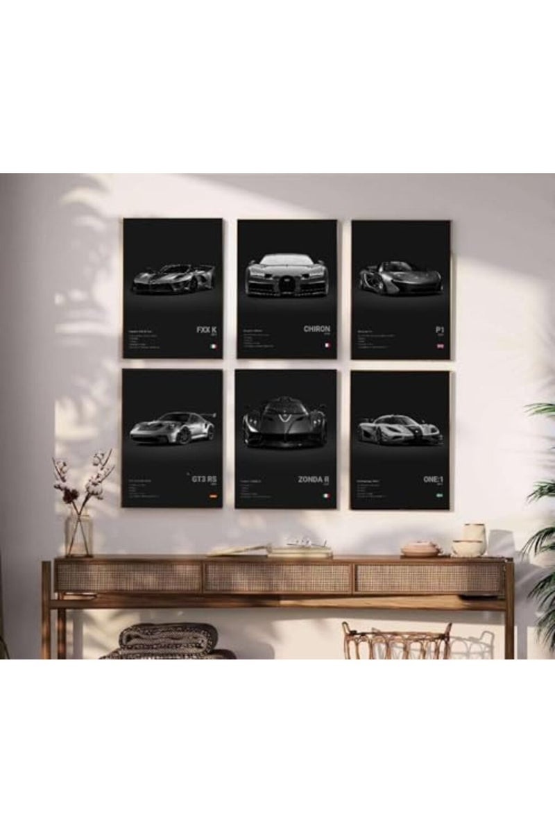 Dujoi Super Car Poster Racing Car Wall Art For Home Decor Car Prints For Walls FXXK CHIRON P1 911GT3 RS ZONDA R ONE:1 Cardstock Posters Set Of 6(Unframe 8x12inch) - Image 5