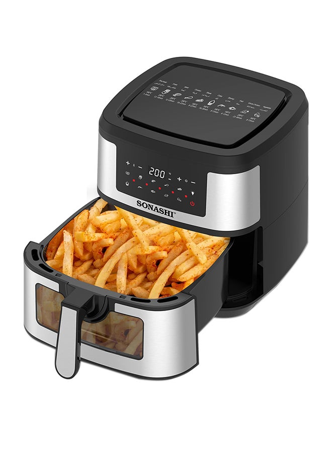 SONASHI Digital Air Fryer – LED Touch-Screen Display | 9.5L Pot Capacity Transparent Basket with High Speed Air Circulation Technology for Frying, Roasting, Baking and Toasting 9.5 L 1800 W SAF-950 Black/Silver with FREE Drip Coffee Maker SCM-4920 9.5 L 1800 W SAF-950 + SCM-4920 Black - Image 4