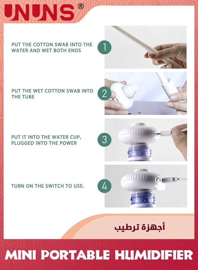 UNUNS Mini Portable Humidifier,Small USB Personal Humidifiers With Ultra Quiet,Container Diversity,Auto Shut Off,Tiny Travel Easy Use Humidifier For Plants,Car,Office,Hotel,White - Image 5