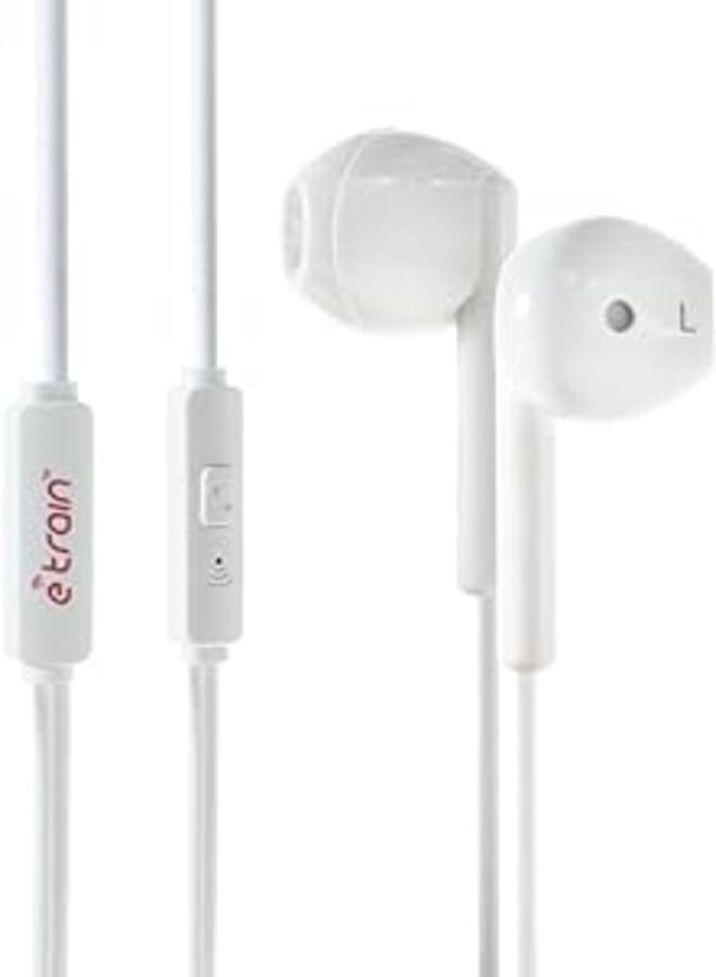 Etrain (hp61w) feather light comfort wired earphone - white