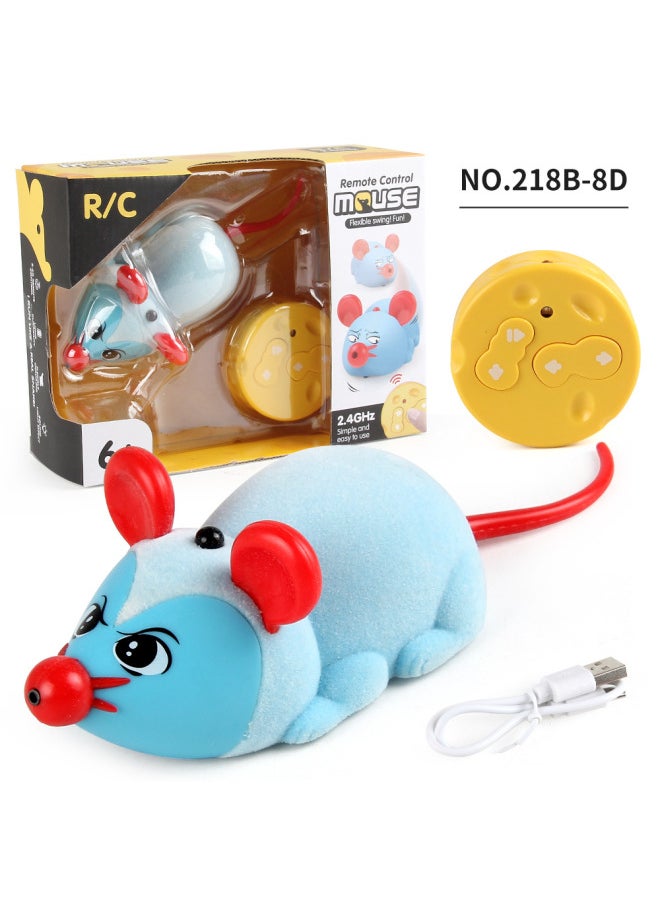 Source Manufacturers Electric Infrared Remote Control Snake Strange Trick Funny Electronic Pet Induction Mouse Toy-Color:218B-8D Blue Remote Control Mouse  - Image 1